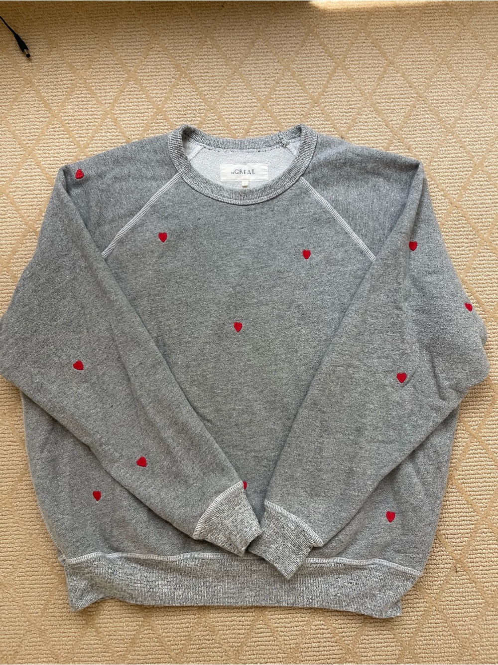 THE GREAT. College Sweatshirt with Heart Embroidery - Picture 4 of 7